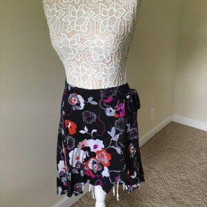 Xhilaration Wrap Floral Black Skirt